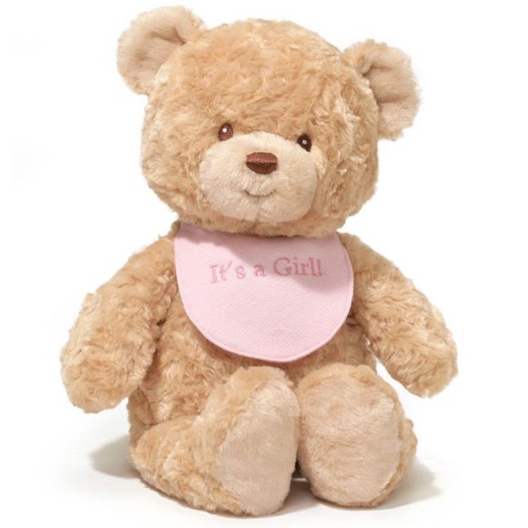 Rattle - Gund Bear with Bib Pink or Blue